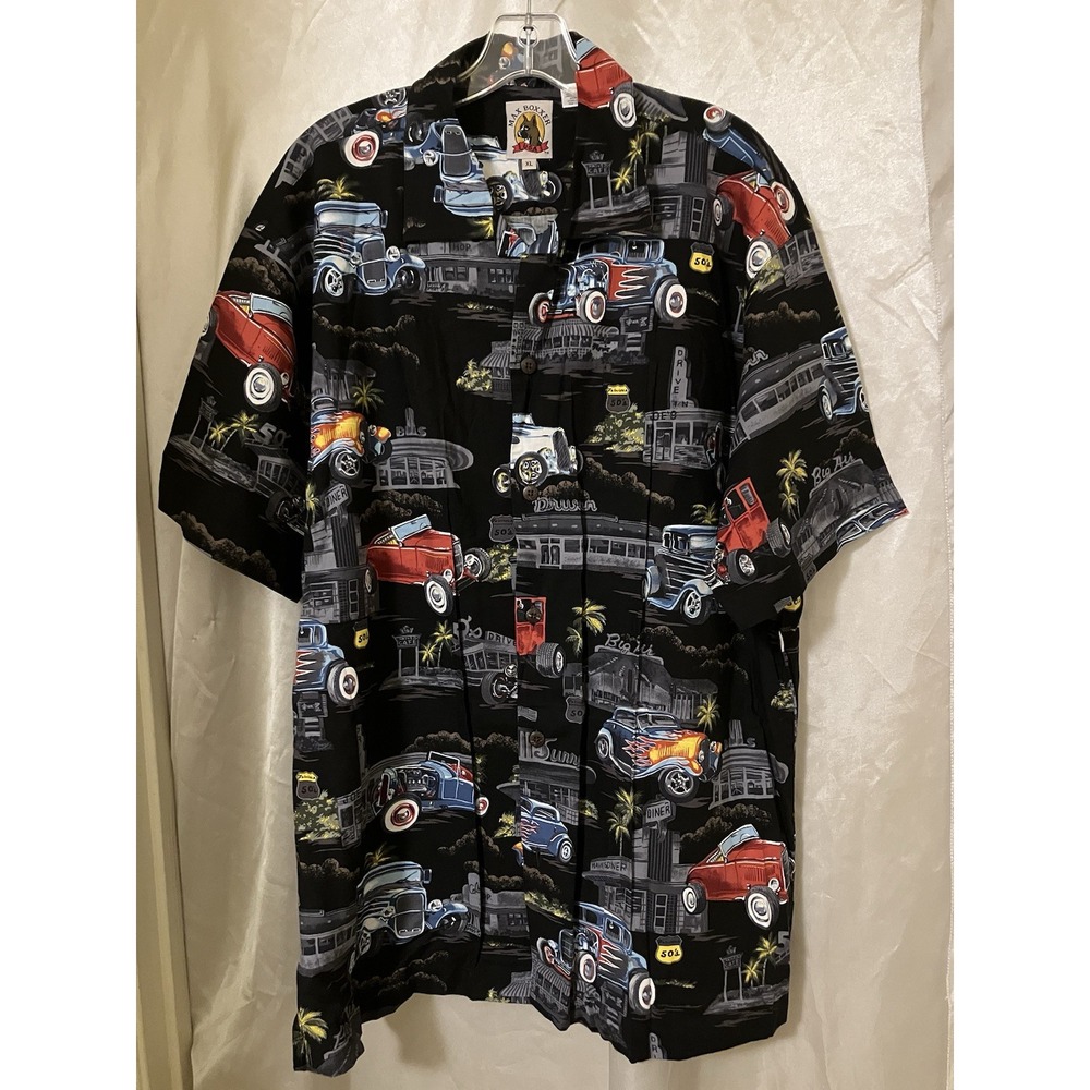 VTG Max Boxxer 50's Hotrod Diner Drive-In Classic Car USA Aloha Shirt XL NOS
